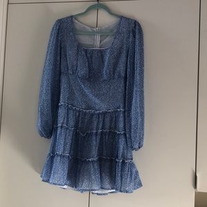 Blue and white long sleeve dress